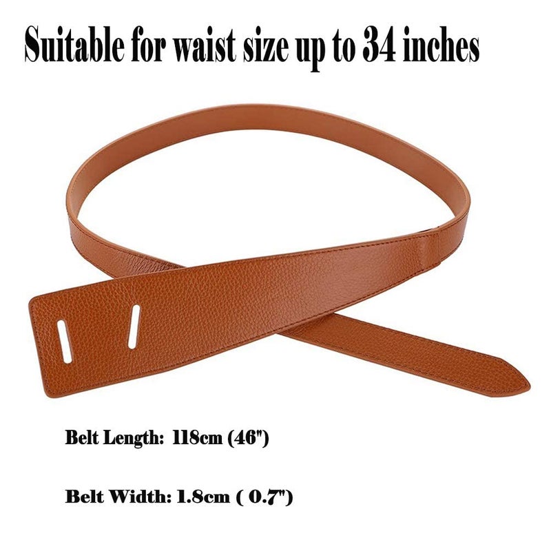 ALAIX Women's Leather Belt Dress Belt for Jumpsuit Coat Fashion Tie a Knot Waist Belt Brown - Image 3